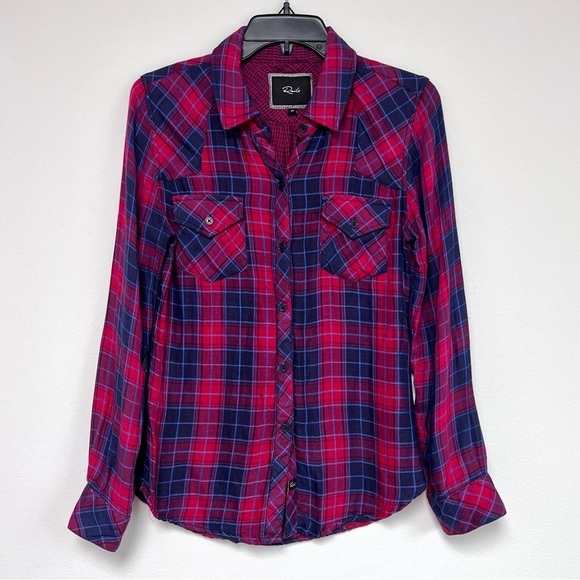 Rails Kendra Red Plaid Gauzy Flannel Button Up Shirt - Picture 1 of 6
